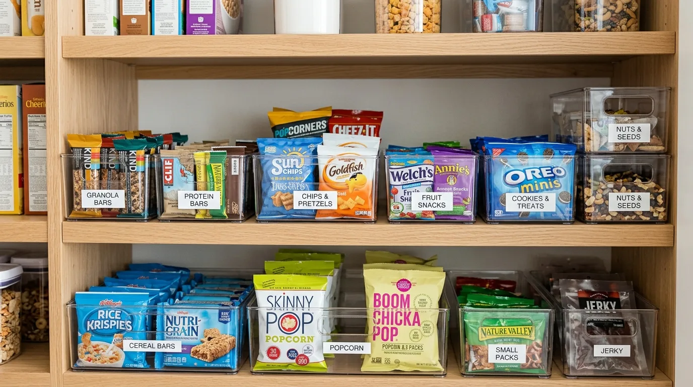 Create a practical breakfast zone inspiration for an organized pantry.